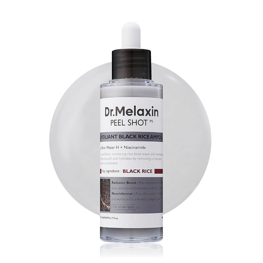 Dr. Melaxin Peel Shot Exfoliating Black Rice Ampoule 80ml | Pore - Refining Rice Water + Niacinamide - T.E.R