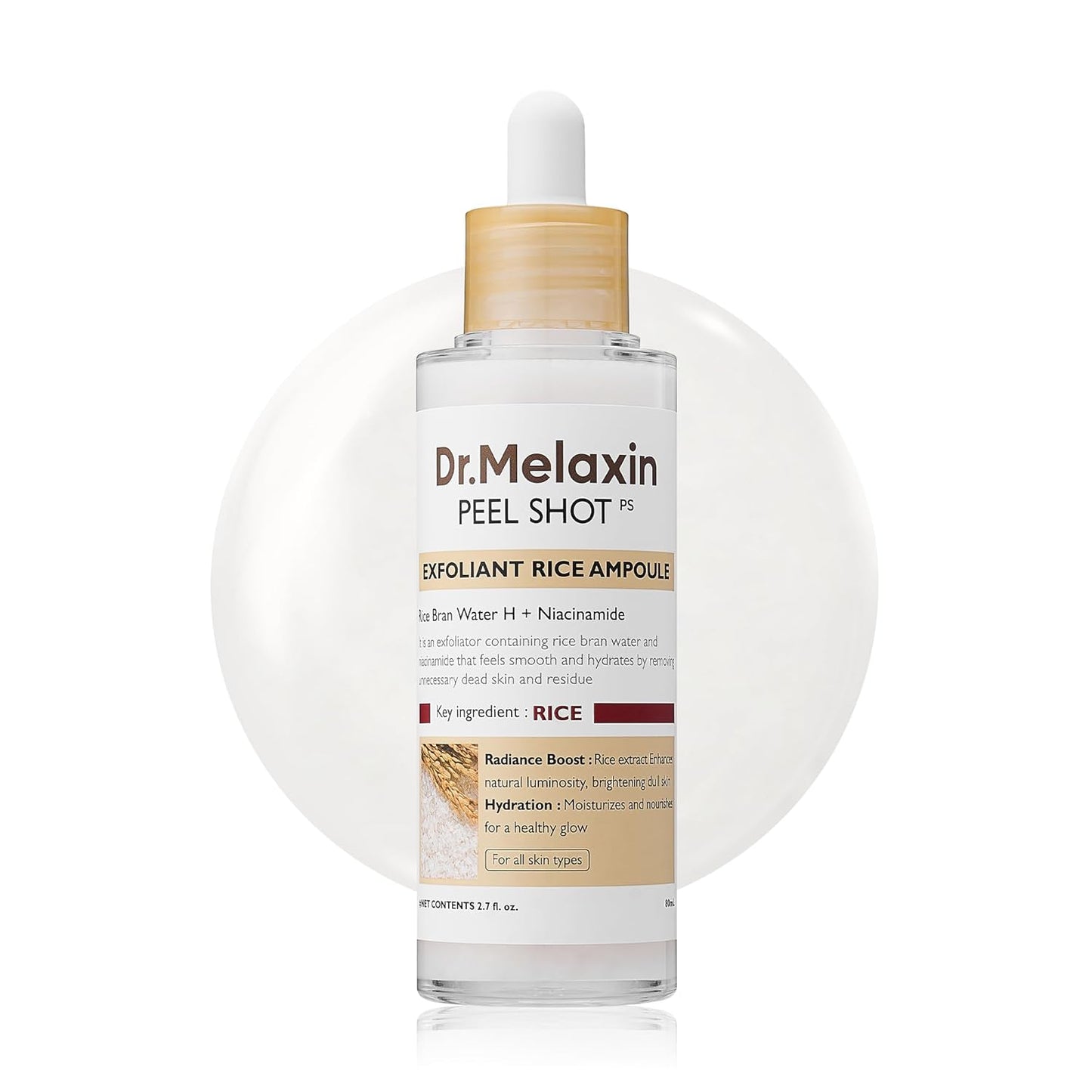 Dr. Melaxin Peel Shot Glow White Rice Ampoule | Dual - Action Rice Peel + Ampoule for Radiant, Smooth Skin - T.E.R