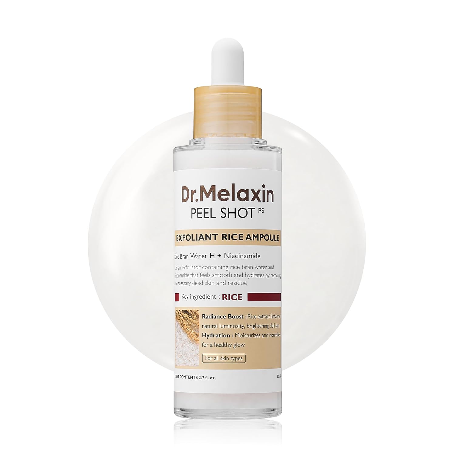 Dr. Melaxin Peel Shot Glow White Rice Ampoule | Dual - Action Rice Peel + Ampoule for Radiant, Smooth Skin - T.E.R