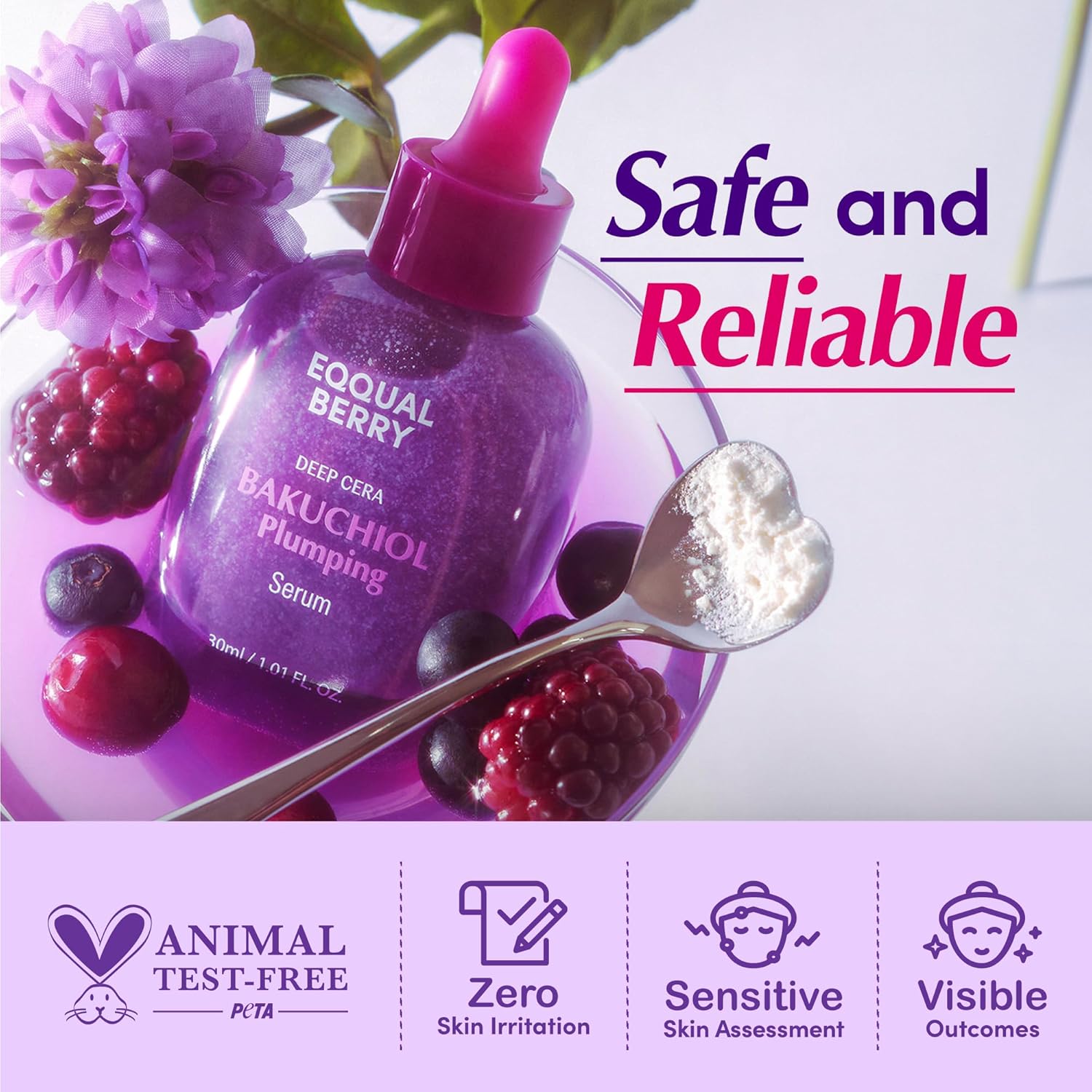 EQQUALBERRY Bakuchiol Plumping Serum 30ml | Gentle Retinol Alternative for Firm, Youthful & Radiant Skin - T.E.R