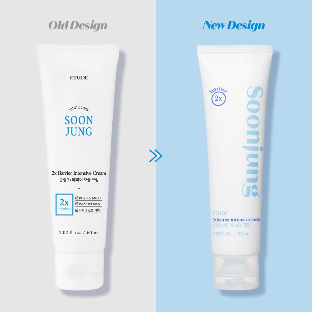 ETUDE SoonJung 2x Barrier Intensive Cream 60ml | Hypoallergenic Moisturizer for Sensitive Skin – Panthenol, Madecassoside, Barrier Repair - T.E.R