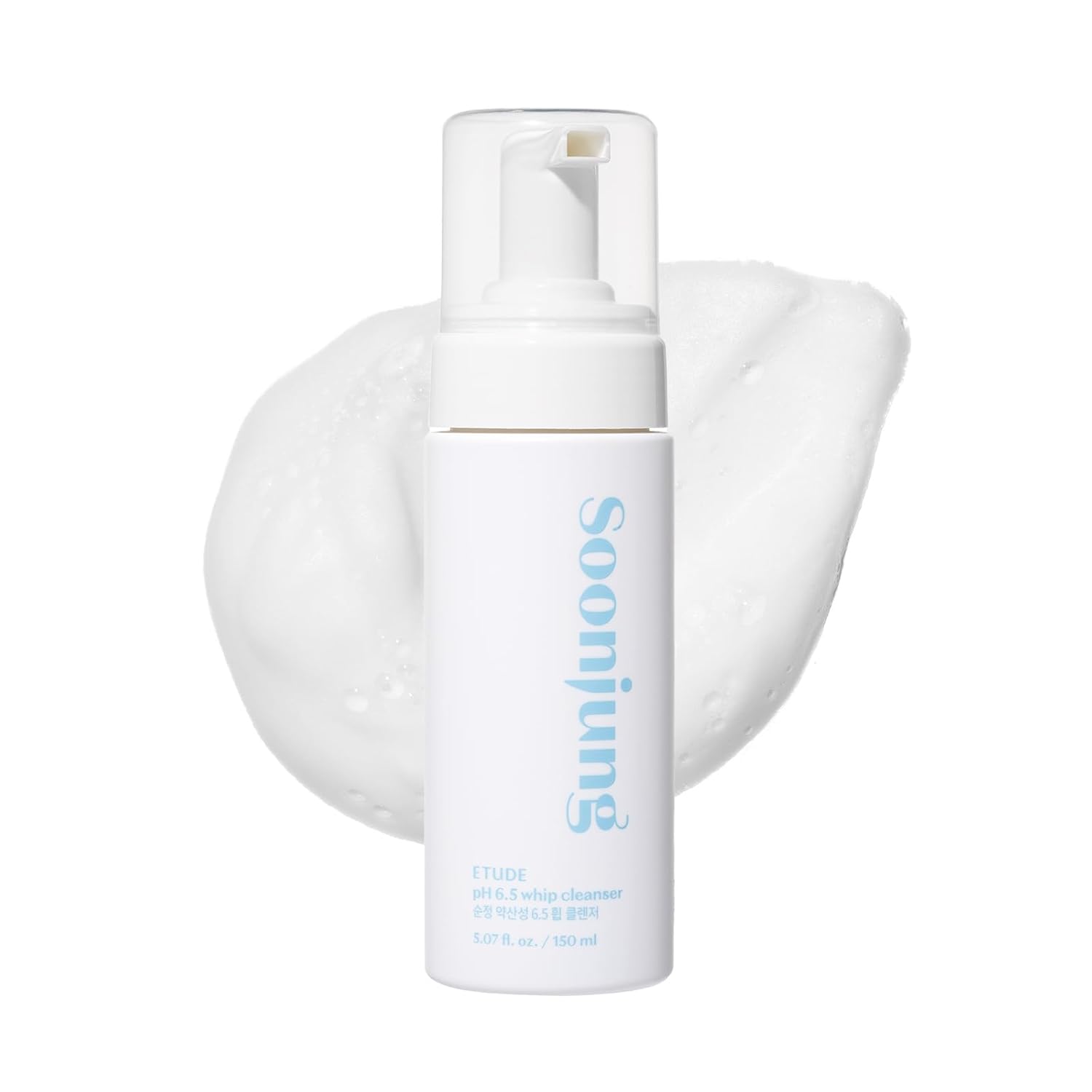 ETUDE SoonJung pH 6.5 Whip Cleanser 150ml | Gentle, Low pH Foam Cleanser for Sensitive Skin – Soothing, Hydrating, Fragrance - Free - T.E.R