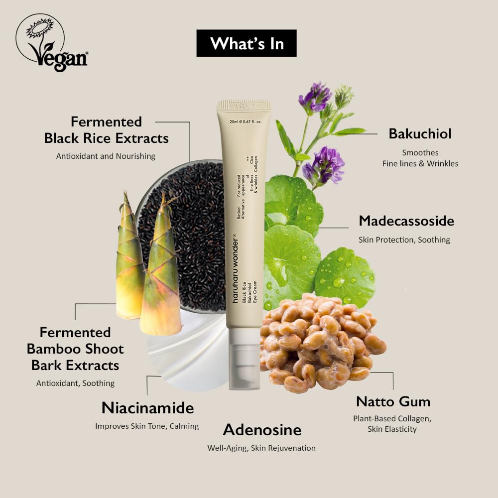 Haruharu Wonder Black Rice Bakuchiol Eye Cream: Reduce Wrinkles and Dark Circles - T.E.R