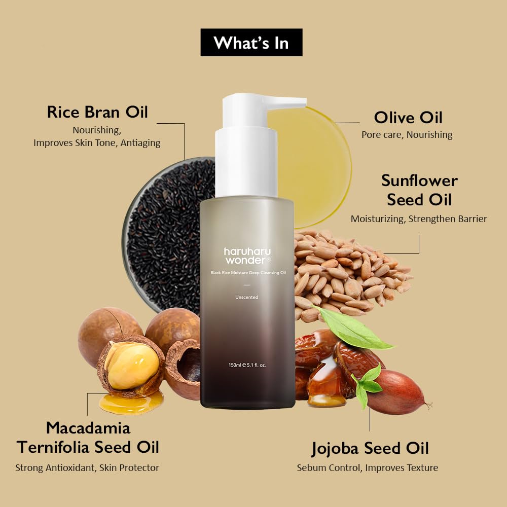 Haruharu Wonder Black Rice Moisture Deep Cleansing Oil: Gentle Cleansing and Deep Hydration - T.E.R
