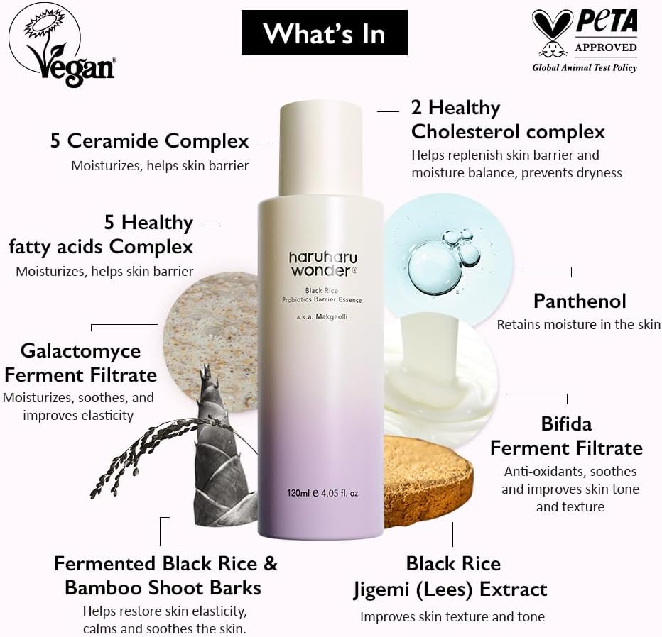 Haruharu WONDER Black Rice Probiotics Barrier Essence | Hydrating and Strengthening Essence for All Skin Types - T.E.R