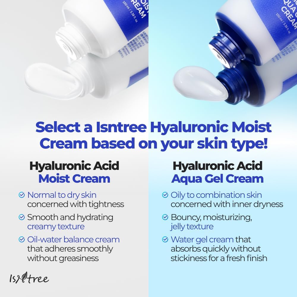 ISNTREE Hyaluronic Acid Moist Cream 100ml | Deep Hydration & Oil - Moisture Balance | Korean Skincare | Non - Greasy & Fast Absorbing - T.E.R