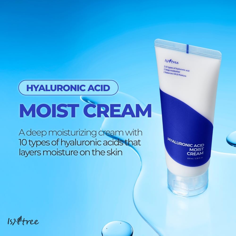ISNTREE Hyaluronic Acid Moist Cream 100ml | Deep Hydration & Oil - Moisture Balance | Korean Skincare | Non - Greasy & Fast Absorbing - T.E.R