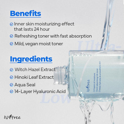 ISNTREE Ultra - Low Molecular Hyaluronic Acid Toner 300ml | Deep Hydration & Skin Smoothing | Vegan Korean Skincare - T.E.R