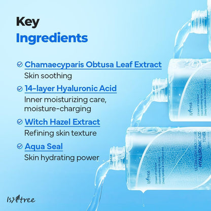 ISNTREE Ultra - Low Molecular Hyaluronic Acid Toner 300ml | Deep Hydration & Skin Smoothing | Vegan Korean Skincare - T.E.R