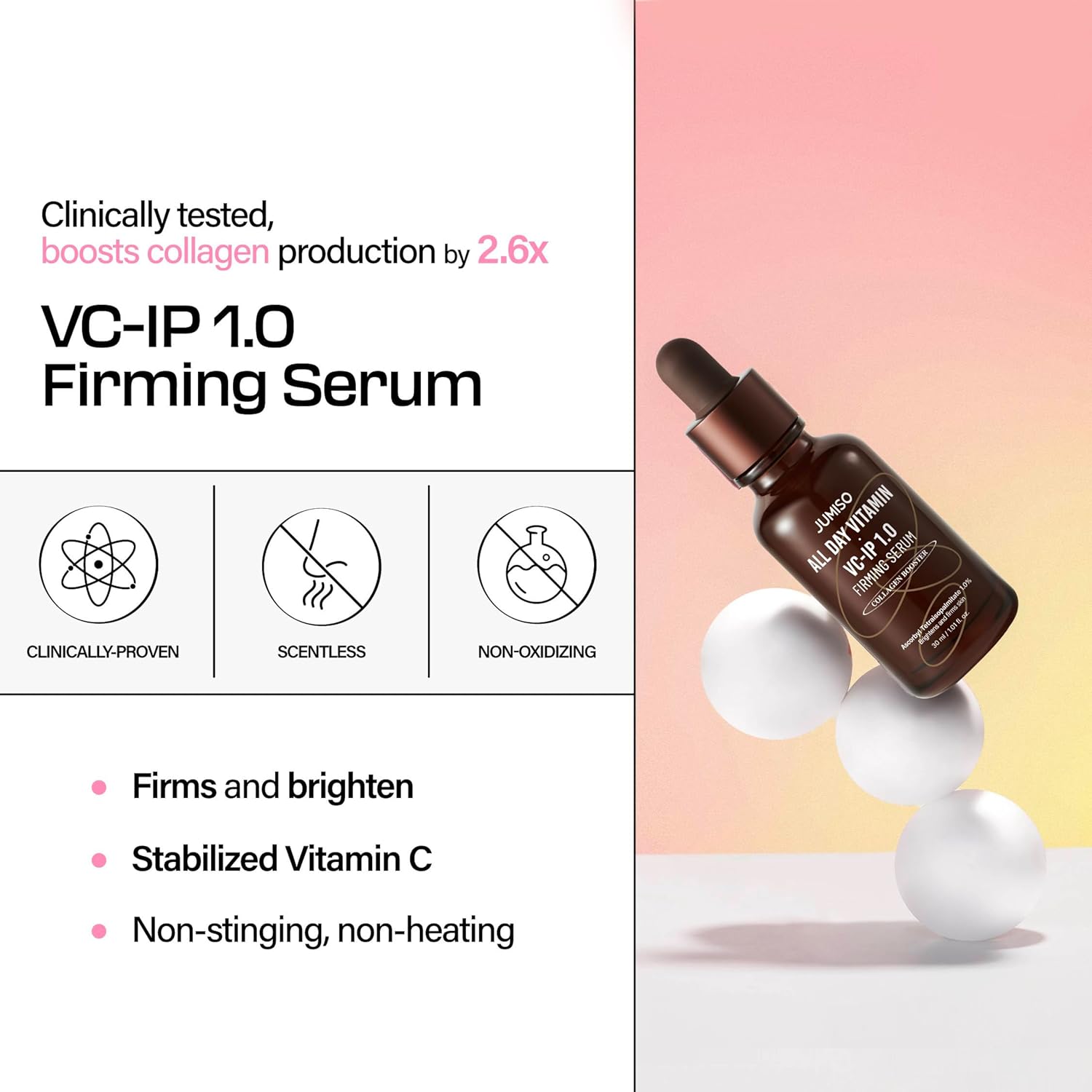 JUMISO All Day Vitamin VC - IP 1.0 Firming Serum | Brightening & Collagen Boost with Vitamin C + Bakuchiol - T.E.R
