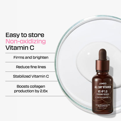 JUMISO All Day Vitamin VC - IP 1.0 Firming Serum | Brightening & Collagen Boost with Vitamin C + Bakuchiol - T.E.R