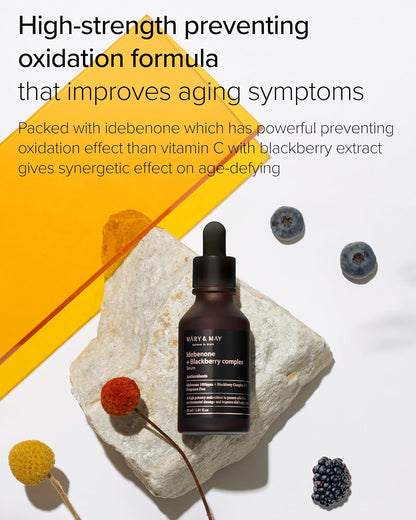 Mary & May Idebenone + Blackberry Complex Serum | Antioxidant Brightening Serum for Anti - Aging & Radiance - T.E.R