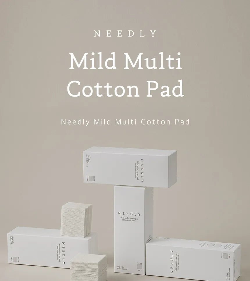 NEEDLY Mild Multi Cotton Pad | 100 Count 100% Pure Cotton for Toner & Skincare Application - T.E.R