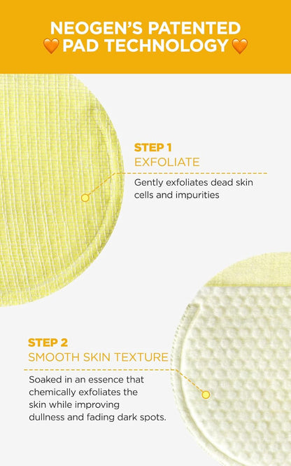 NEOGEN DERMALOGY Bio Peel Gauze Peeling Lemon (8ea, 76ml) | Brightening Exfoliating Pads with Vitamin C for Glowing Skin | Korean Skincare - T.E.R