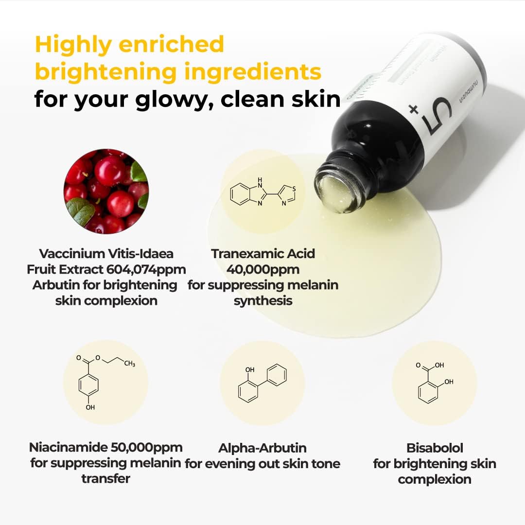 numbuzin No.5+ Vitamin Concentrated Serum | Glutathione & Vitamin Serum, Dark Spot, Korean Skincare 1.01fl.oz/30ml - T.E.R