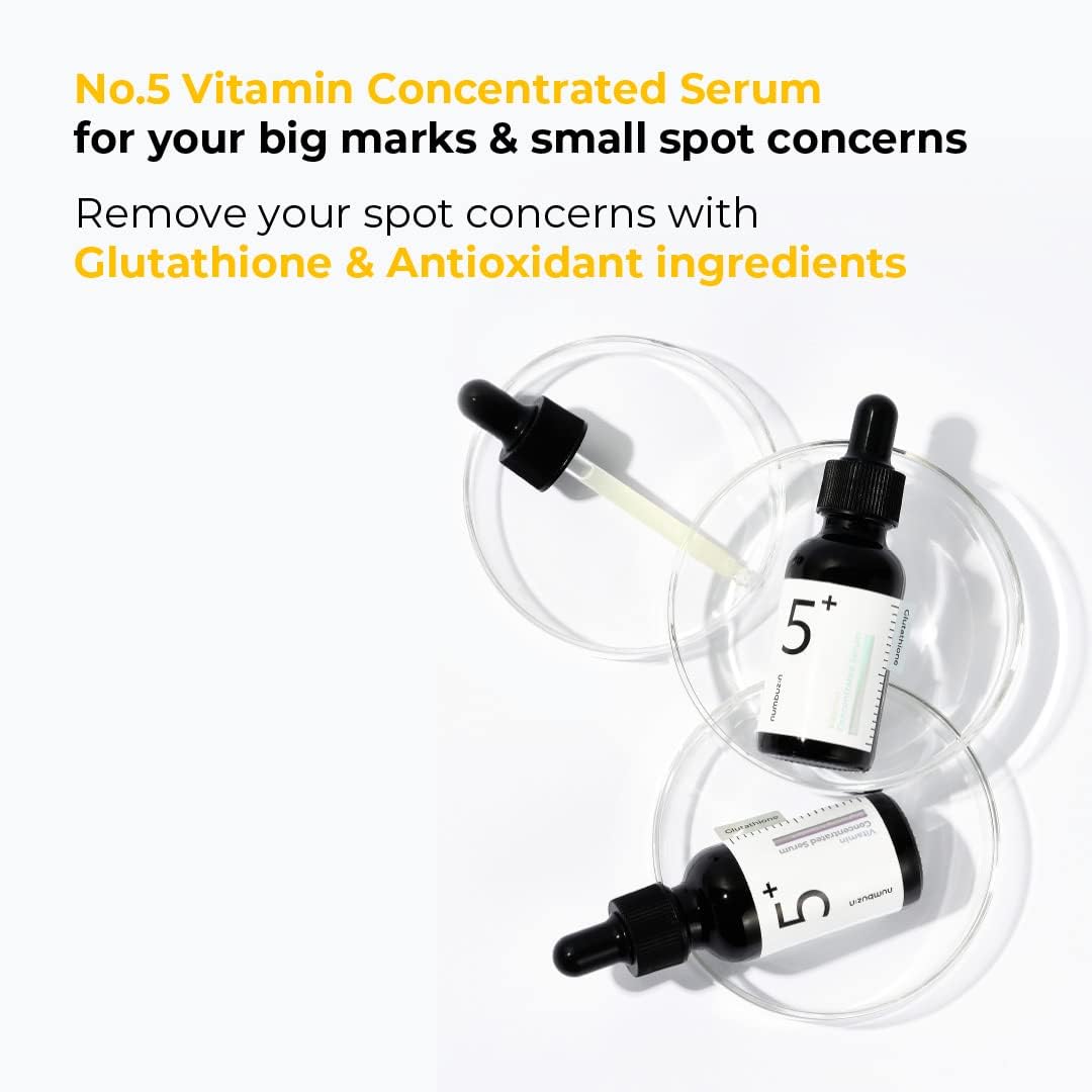 numbuzin No.5+ Vitamin Concentrated Serum | Glutathione & Vitamin Serum, Dark Spot, Korean Skincare 1.01fl.oz/30ml - T.E.R