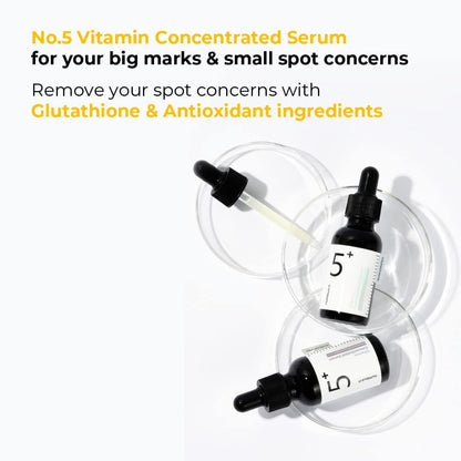 numbuzin No.5+ Vitamin Concentrated Serum | Glutathione & Vitamin Serum, Dark Spot, Korean Skincare 1.01fl.oz/30ml - T.E.R