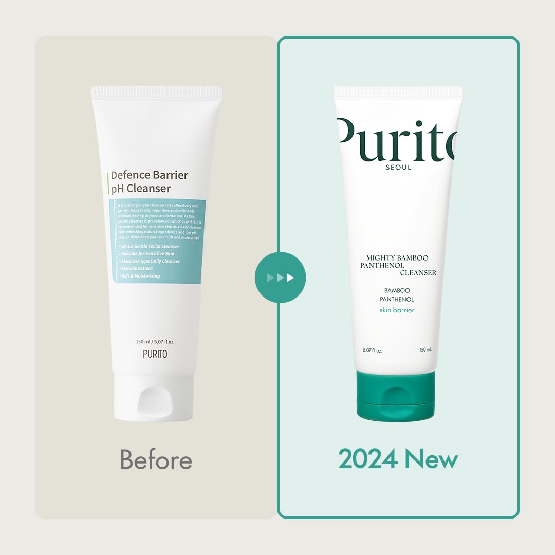 Purito Mighty Bamboo Panthenol Cleanser | Gentle Foaming Face Wash for Sensitive Skin with Panthenol & Bamboo Water – 150ml - T.E.R