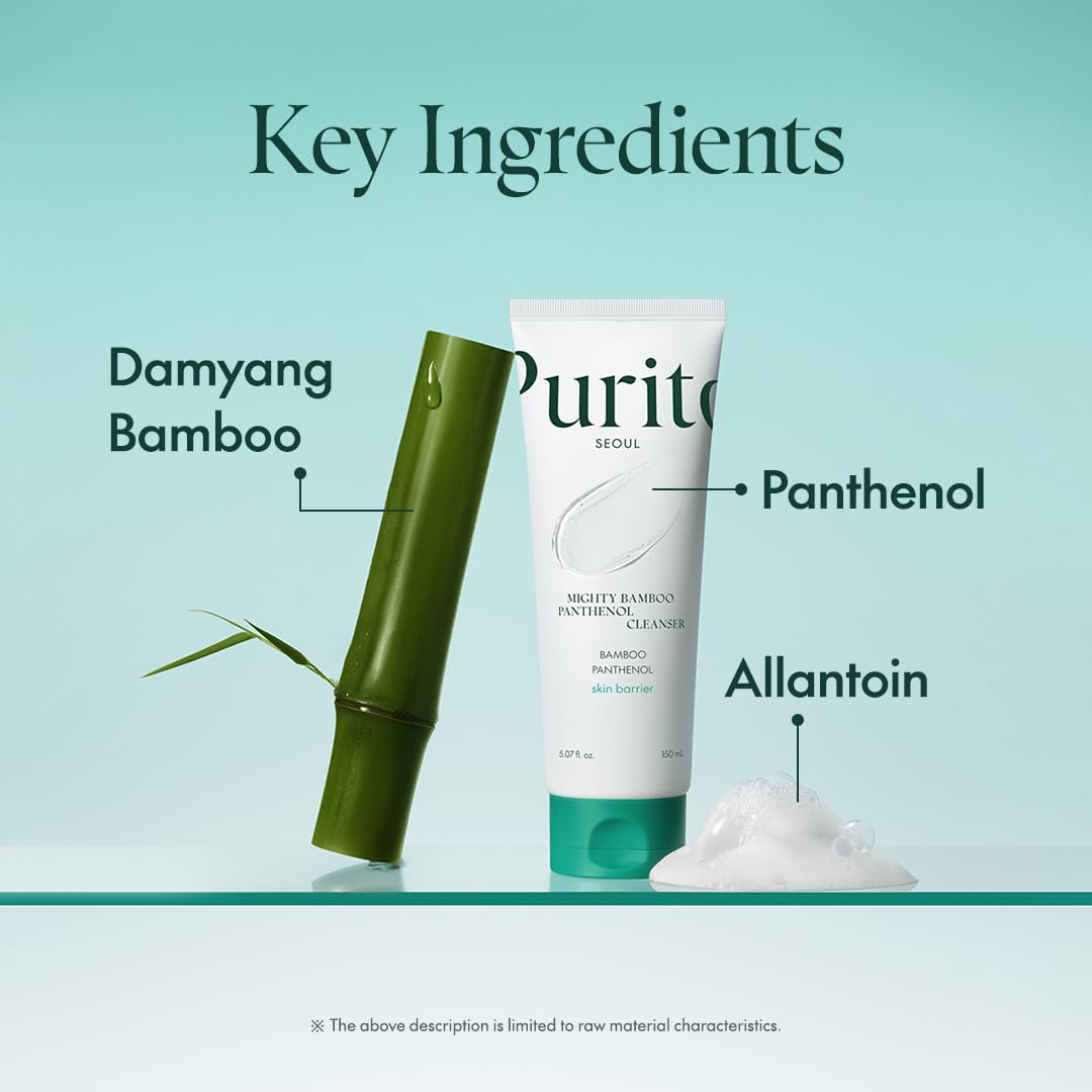 Purito Mighty Bamboo Panthenol Cleanser | Gentle Foaming Face Wash for Sensitive Skin with Panthenol & Bamboo Water – 150ml - T.E.R