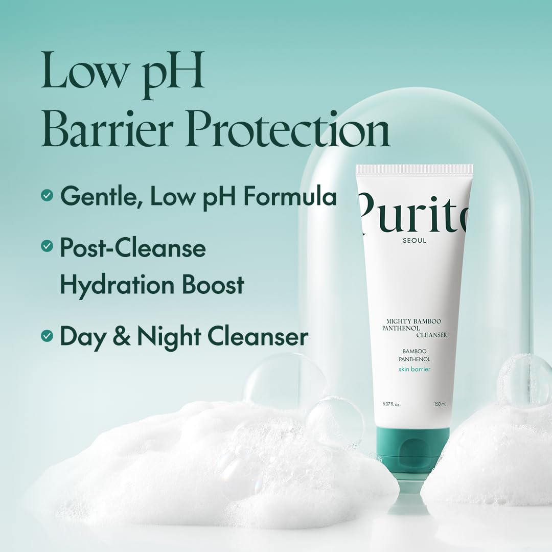 Purito Mighty Bamboo Panthenol Cleanser | Gentle Foaming Face Wash for Sensitive Skin with Panthenol & Bamboo Water – 150ml - T.E.R