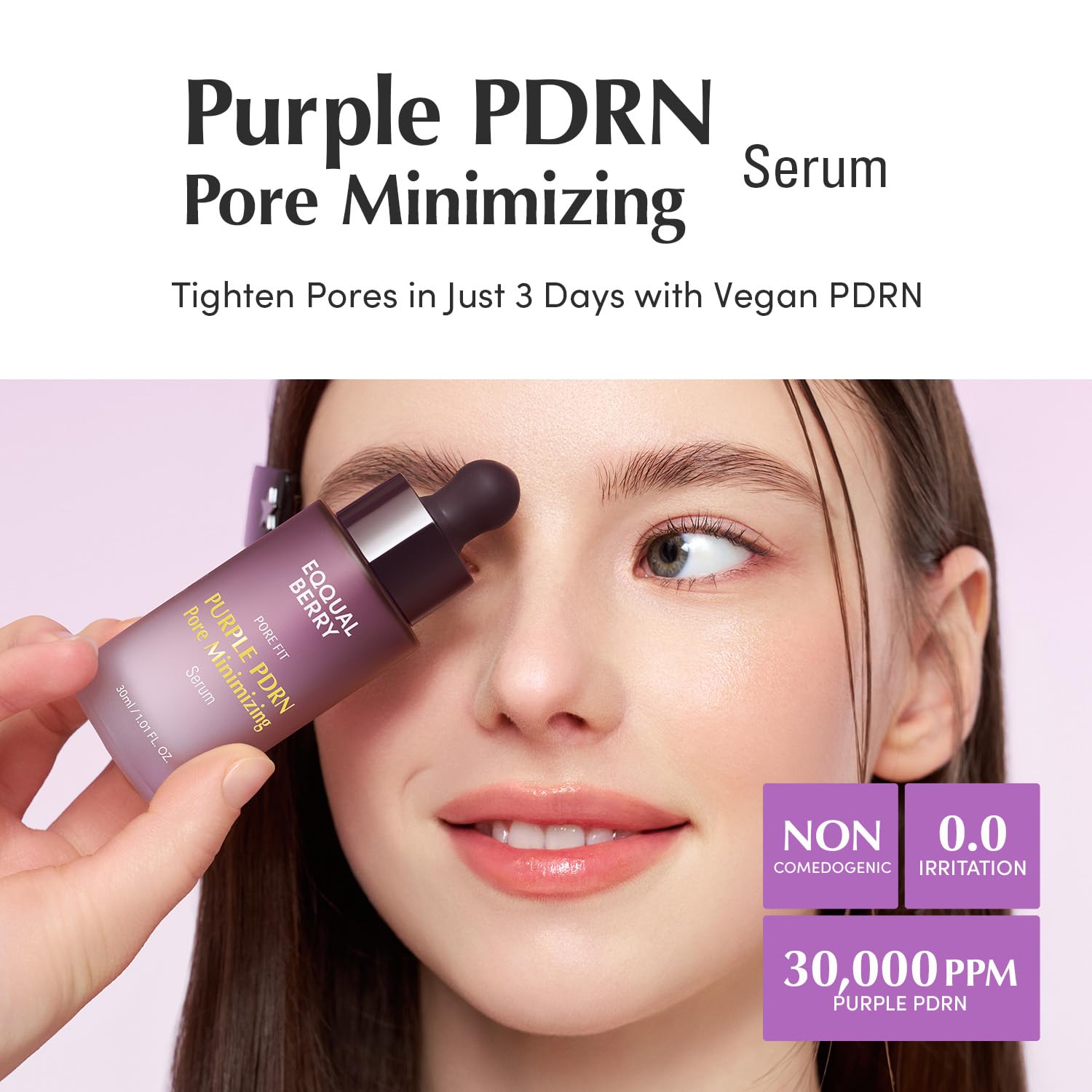 Purple PDRN Pore Minimizing Serum 1.01 FL OZ | Vegan Collagen, Peptides, Niacinamide & CICA Exosome | Pore Tightening, Calming & Glass Skin | Korean Skincare - T.E.R