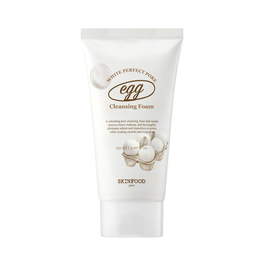 SKINFOOD Egg Perfect Pore Cleansing Foam 150ml | Egg Yolk & Albumin Deep Pore Cleanser | Smooth & Refine Skin | K - Beauty Facial Wash - T.E.R