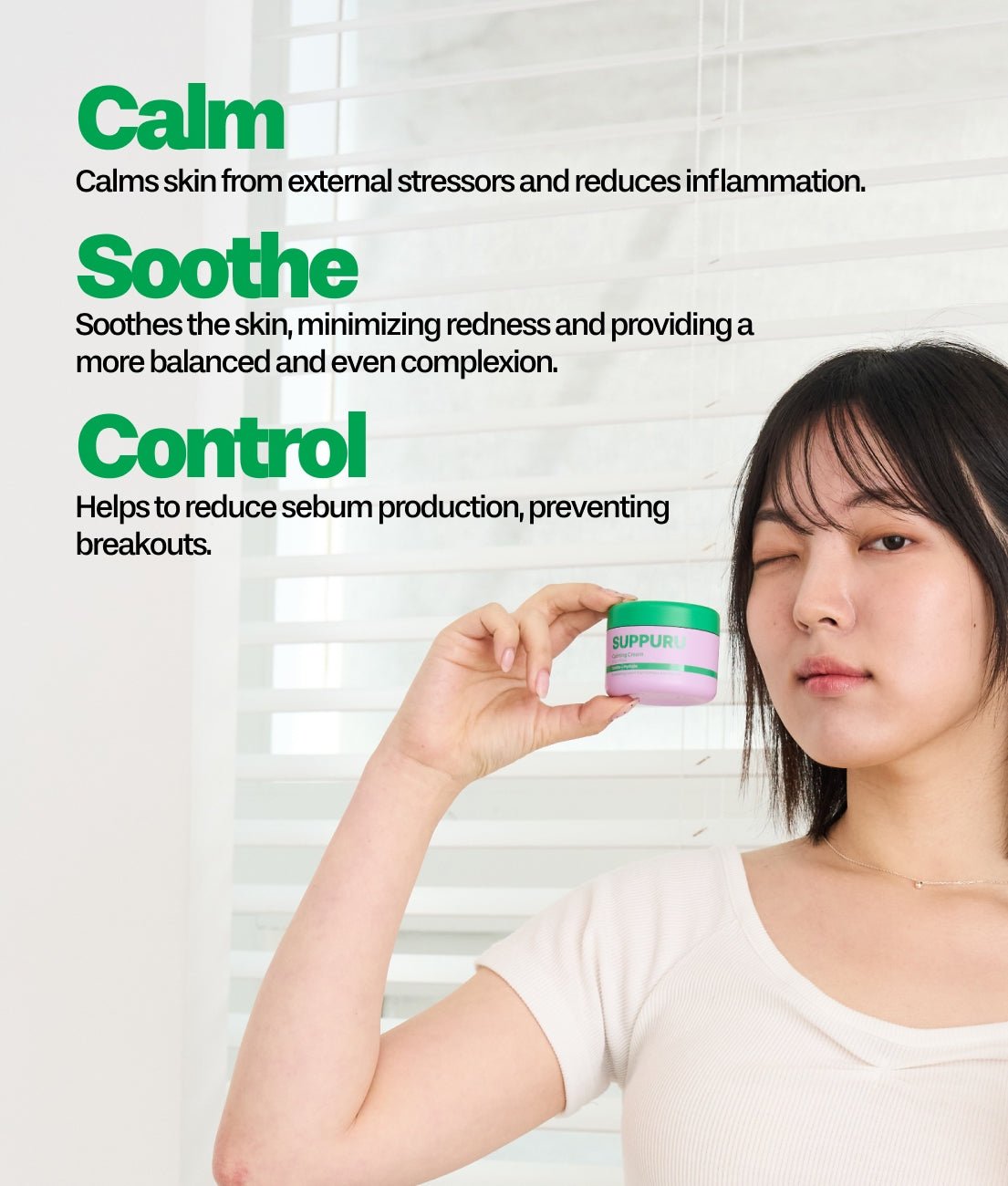 SUPPURU Calming Cream | Soothing Moisturizer for Sensitive & Acne - Prone Skin (50g) - T.E.R