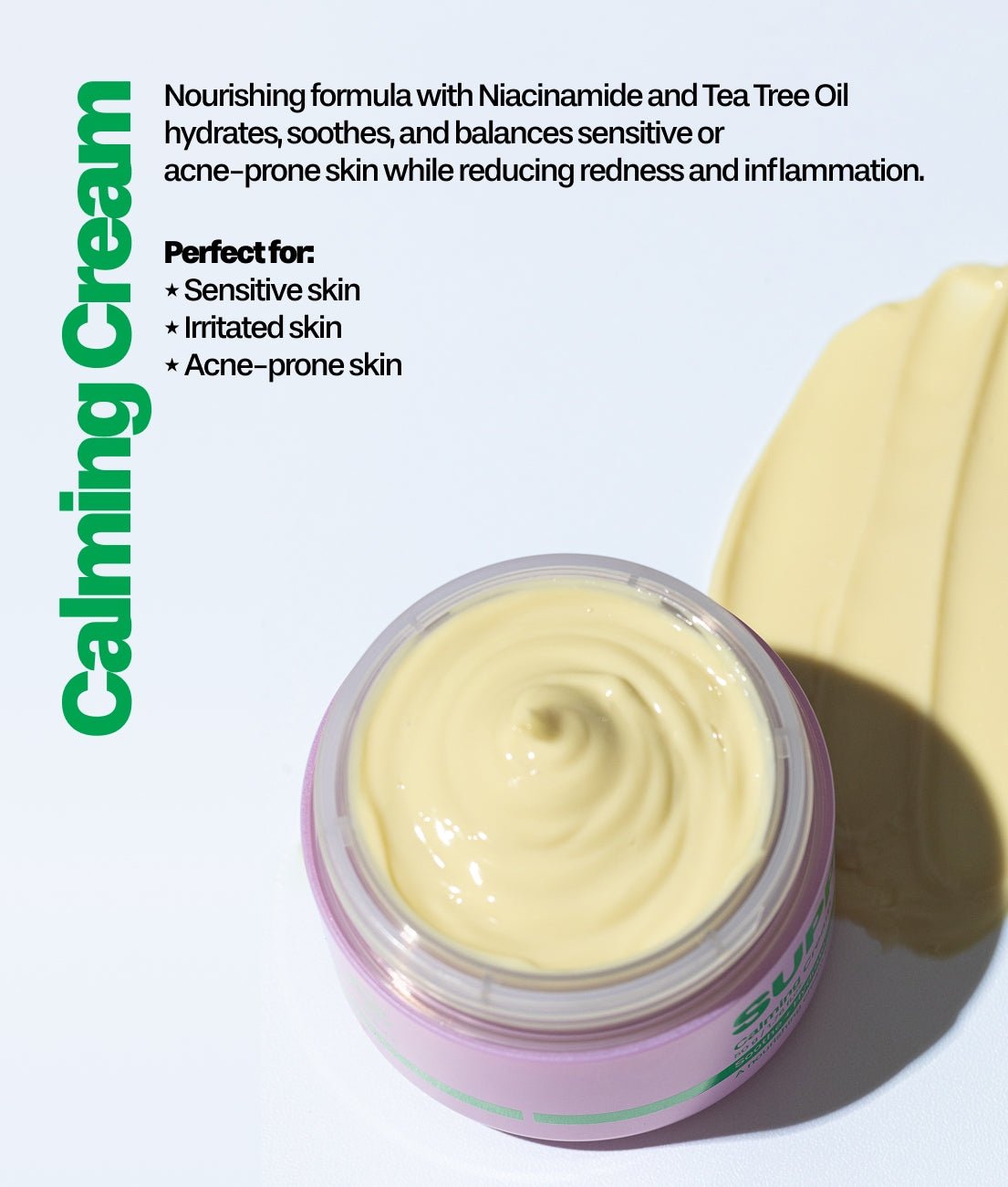 SUPPURU Calming Cream | Soothing Moisturizer for Sensitive & Acne - Prone Skin (50g) - T.E.R