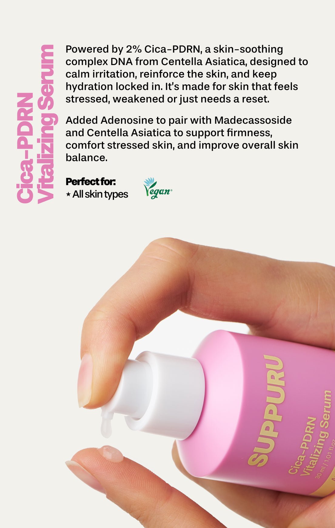 SUPPURU Cica - PDRN Vitalizing Serum | Anti - Aging & Wrinkle Care Serum for Sensitive Skin - T.E.R