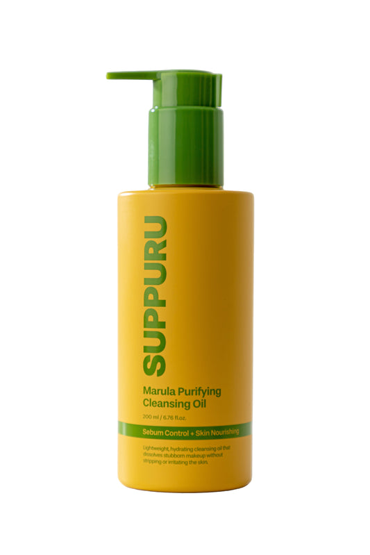 SUPPURU Marula Purifying Cleansing Oil | Sebum - Balancing Vegan Oil Cleanser for All Skin Types (200ml) - T.E.R