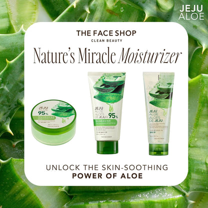 THE FACE SHOP Jeju Aloe Fresh Soothing Gel 300ml | Multi - Purpose Hydrating Gel for Face, Body, Hair & Sunburn Relief - T.E.R
