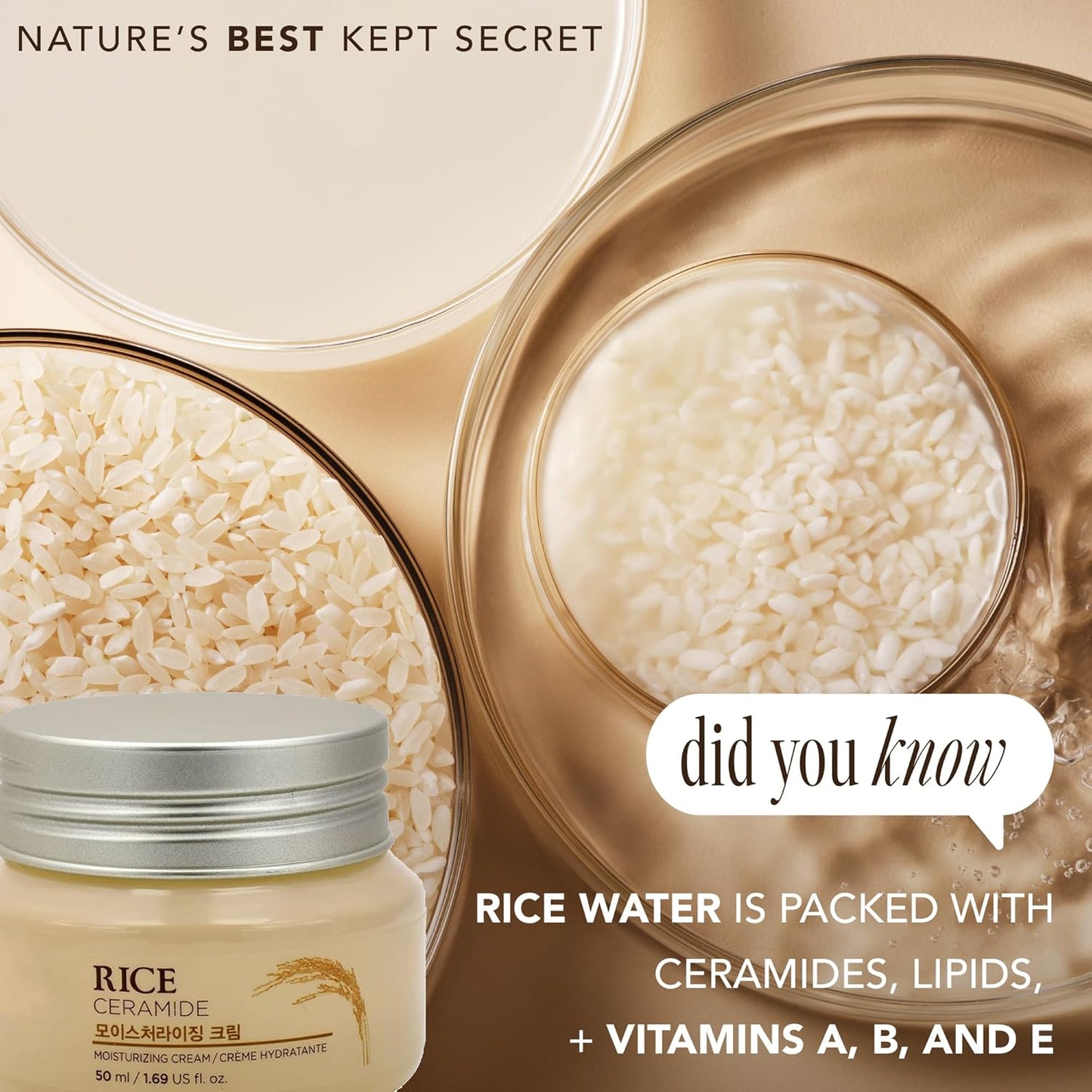 The Face Shop Rice Ceramide Moisturizing Cream | Hydrating & Brightening Korean Skincare - T.E.R