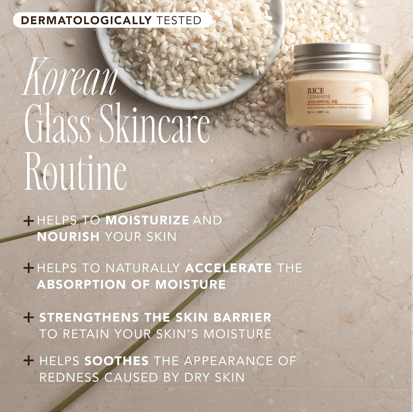 The Face Shop Rice Ceramide Moisturizing Cream | Hydrating & Brightening Korean Skincare - T.E.R