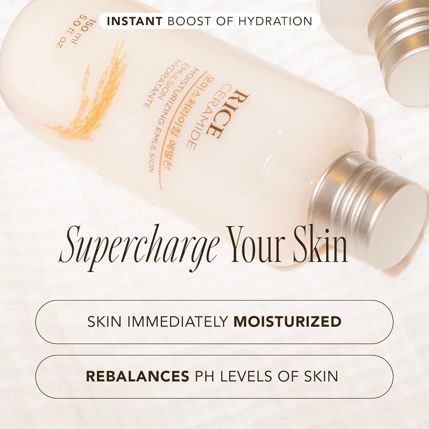 The Face Shop Rice Ceramide Moisturizing Emulsion | Lightweight Korean Moisturizer for Hydration & Brightening - T.E.R