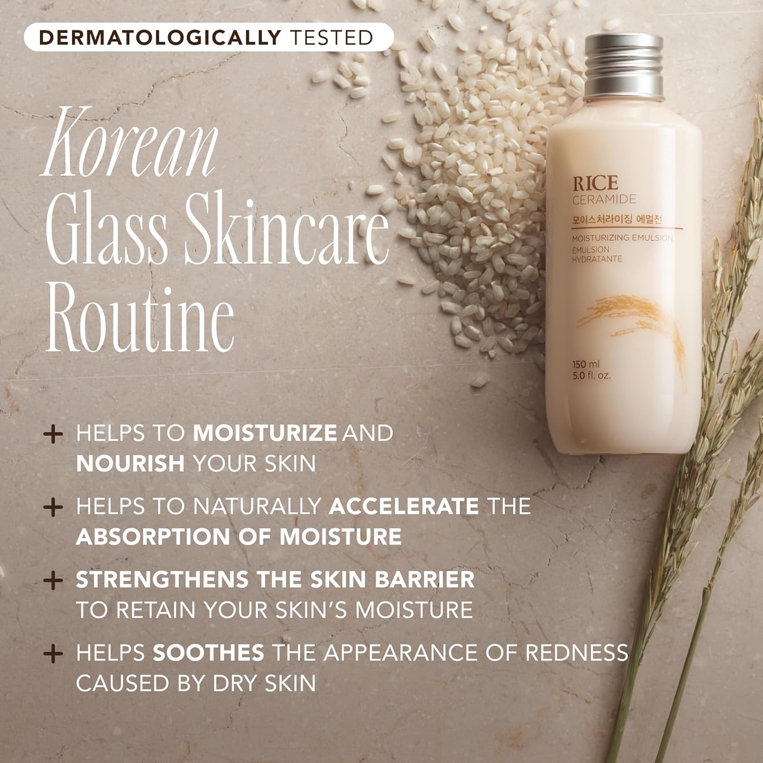 The Face Shop Rice Ceramide Moisturizing Emulsion | Lightweight Korean Moisturizer for Hydration & Brightening - T.E.R