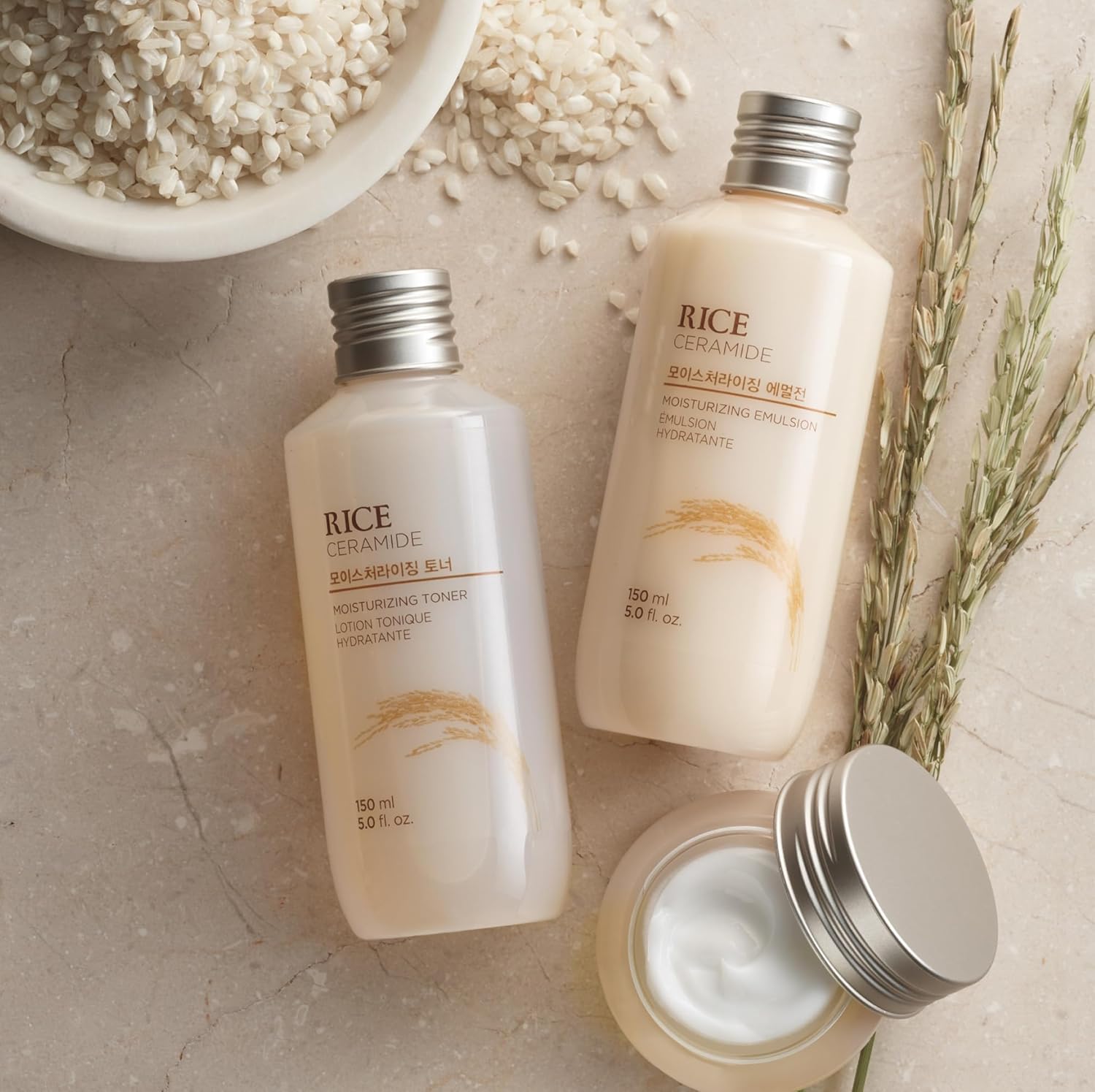 The Face Shop Rice Ceramide Moisturizing Emulsion | Lightweight Korean Moisturizer for Hydration & Brightening - T.E.R