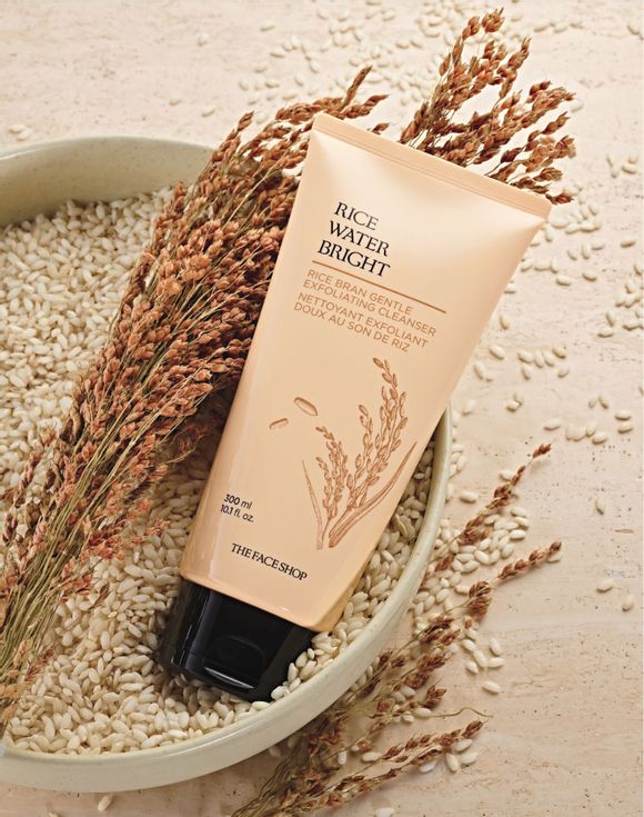 THE FACE SHOP Rice Water Bright Rice Bran Gentle Scrub Foam | Brightening Korean Exfoliating Face Wash for Dull Skin - T.E.R