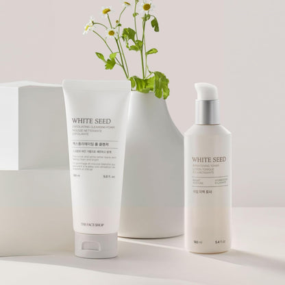 The Face Shop White Seed Exfoliating Cleansing Foam 150 mL | Brightening Micro - Scrub Face Wash for Deep Clean & Radiance - T.E.R