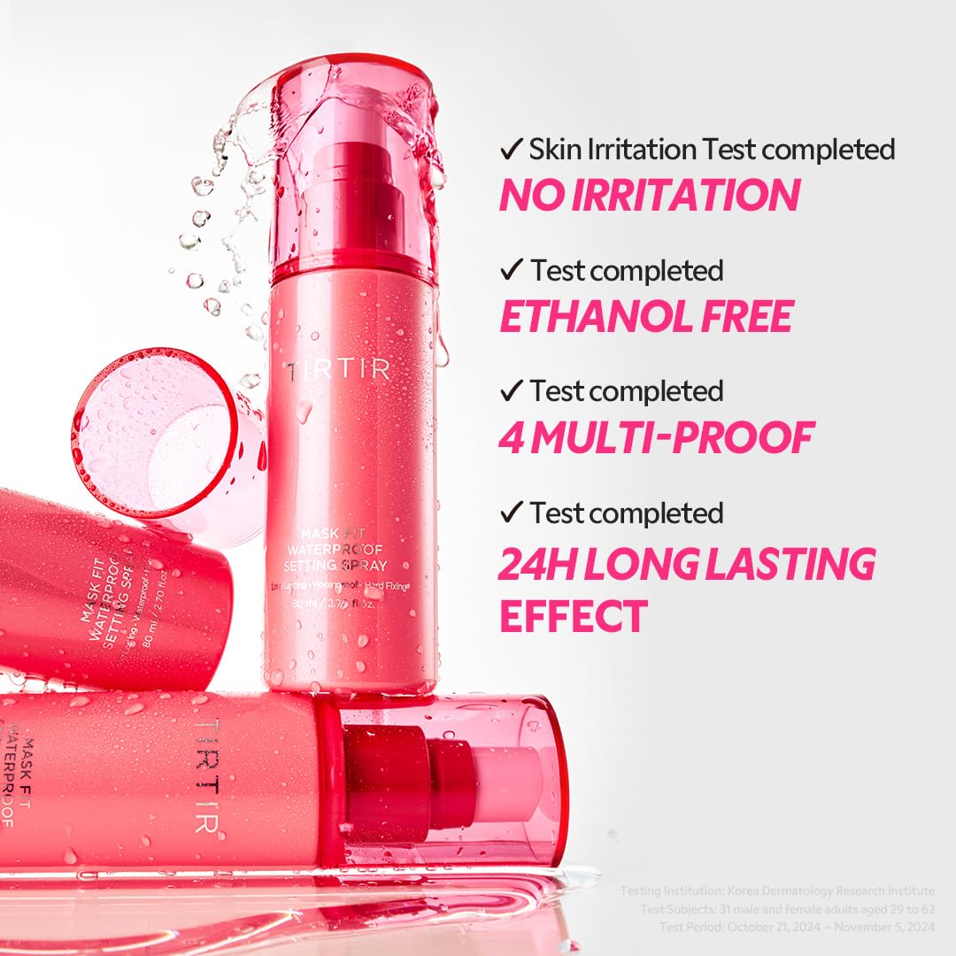TIRTIR Mask Fit Waterproof Setting Spray 80ml | 24 - Hour Makeup Lock, Sweatproof & Mask - Proof Finish – Korean Setting Mist - T.E.R