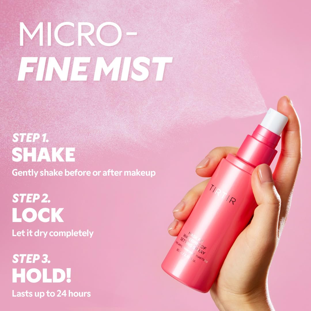 TIRTIR Mask Fit Waterproof Setting Spray 80ml | 24 - Hour Makeup Lock, Sweatproof & Mask - Proof Finish – Korean Setting Mist - T.E.R