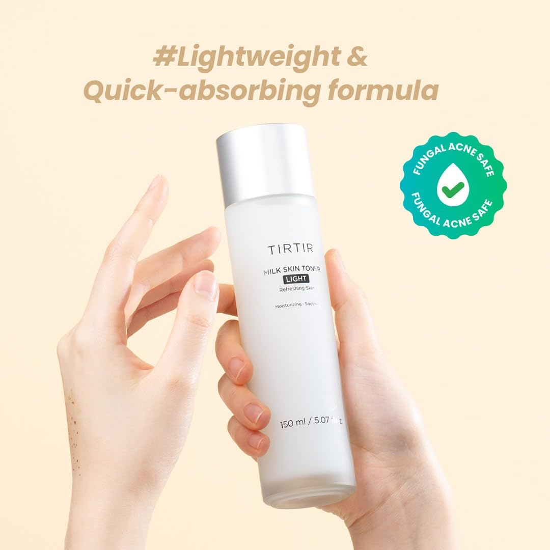 TIRTIR Milk Skin Toner Light 150 mL | Lightweight Hydrating Toner with 4% Niacinamide, Ceramide & Rice Extract for Glass‑Skin Glow - T.E.R