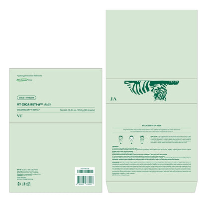 VT COSMETICS CICA Reti - A Daily Mask 30 Sheets | Retinol + Cica Hydrating & Pore Care Korean Face Mask - T.E.R