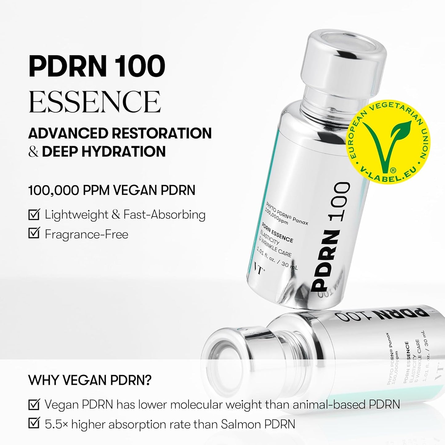 VT COSMETICS PDRN 100 Essence | 100,000ppm Vegan PDRN Glow Serum - T.E.R