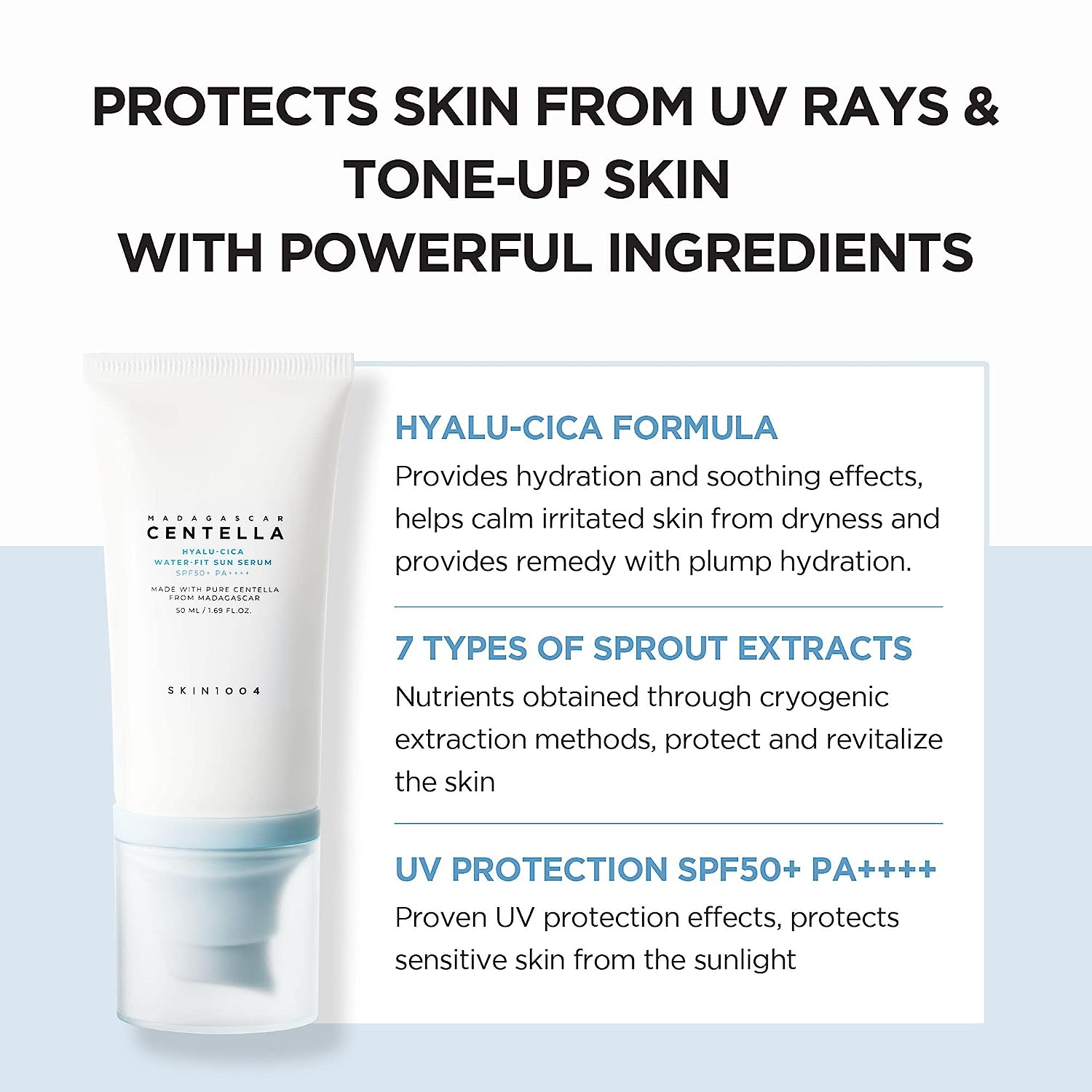 SKIN1004 Hyalu - CICA Water - fit Sun Serum (Sun Serum, 1 Pack) - T.E.R